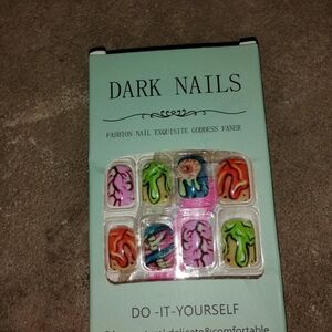 24pc Dark Nails Press-On Set - Zombie, Slime & Eyeball Spooky Nail Art